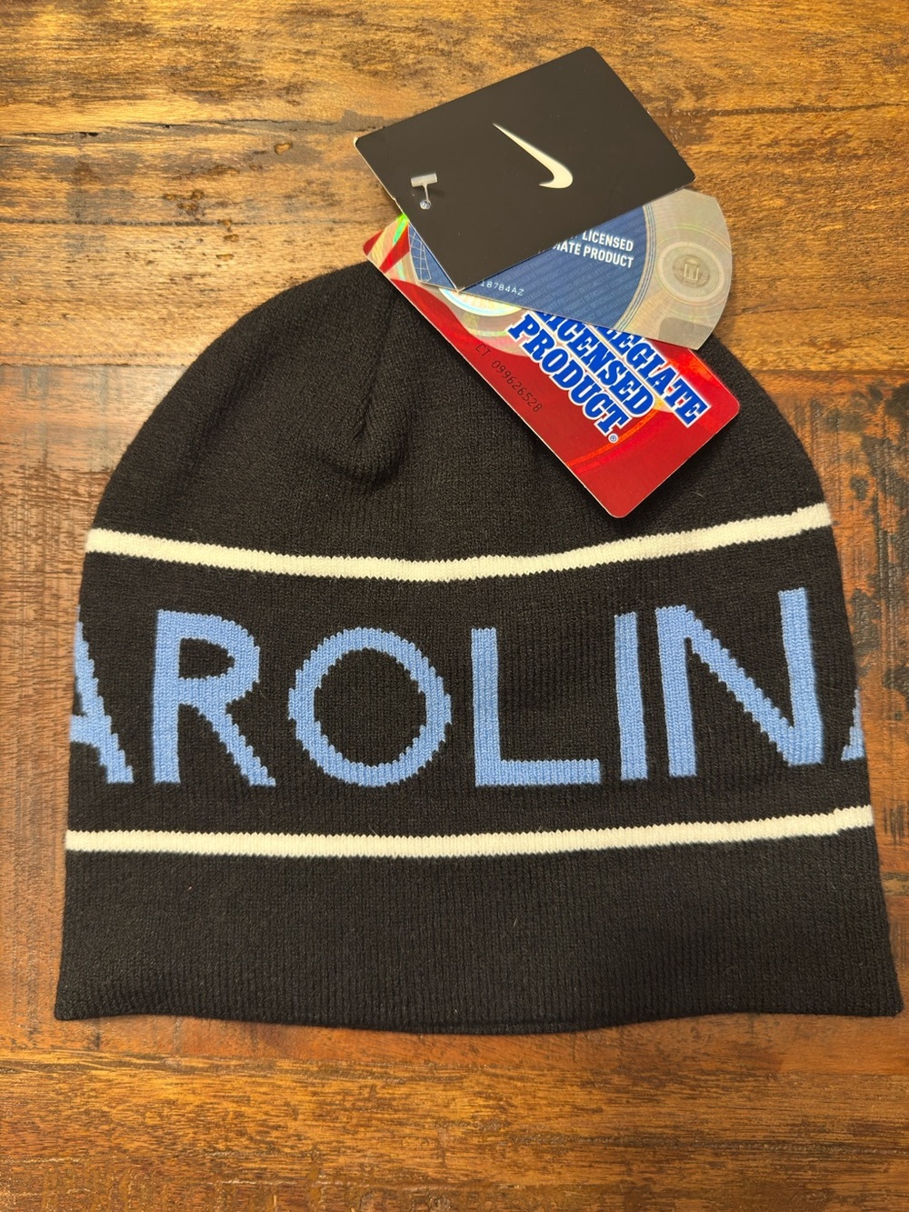 Nike Black Beanie with Carolina Blue 'CAROLINA' Knit and Interior
